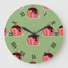 Relógio Grande Copos cor-de-rosa com sorvete verde