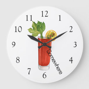 Relógio Grande Coquetel Bloody Mary Five O'Clock Somewhere