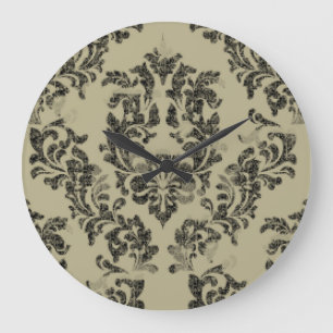 Relógio Grande Cor damasco feita à mão: ornamento de vintage.