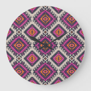 Relógio Grande Cor retrorativa, design de Navajo tribal.