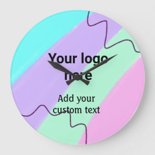 Relógio Grande Cor simples pastel adicione seu logotipo texto per