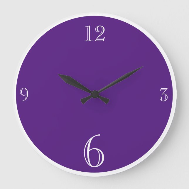 Relógio Grande Cor sólida roxa moderna - mínimo básico  (Frente)