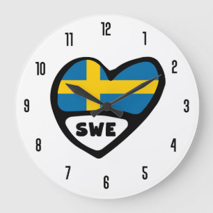 Relógio Grande Coração da bandeira do código de país SWE da