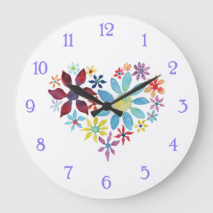 Relógio Grande Coração das Flores