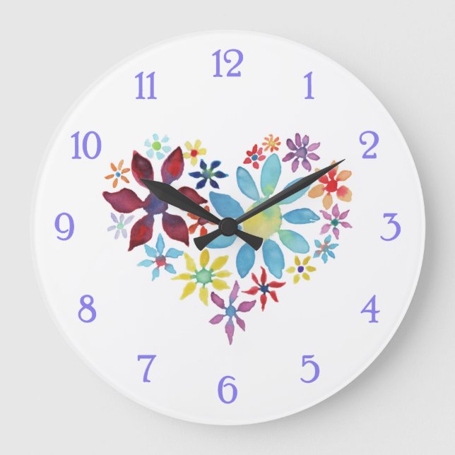 Relógio Grande Coração das Flores (Frente)