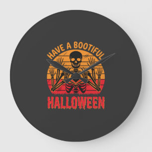Relógio Grande Coração de Esqueleto de Halloween Bootiful Retro P