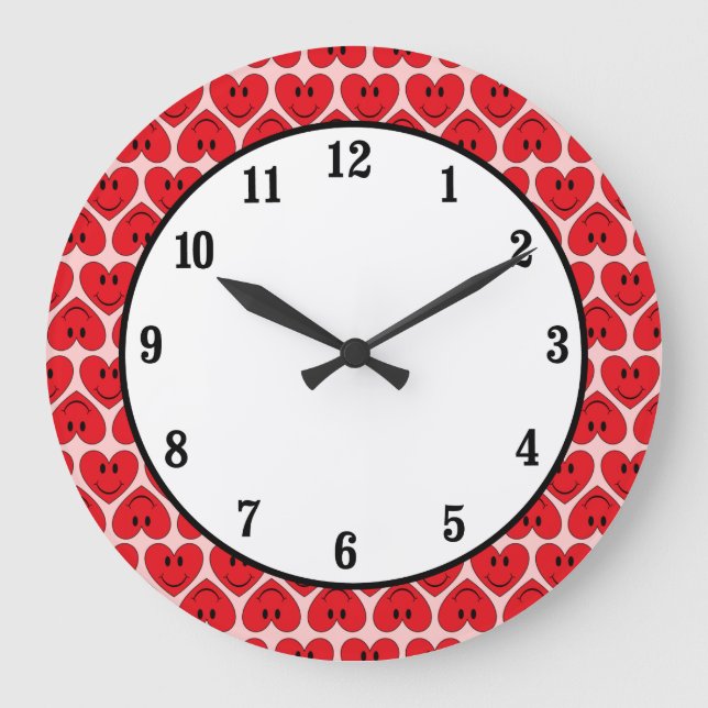 Relógio Grande Coração de Rosto Feliz (Frente)