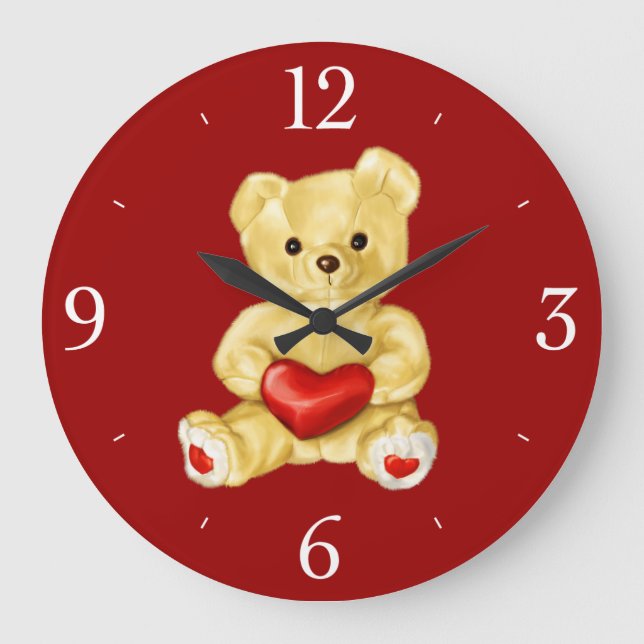 Relógio Grande Coração Vermelho Hipnotizando Urso Frio (Frente)