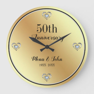 Relógio Grande Corações de Diamantes