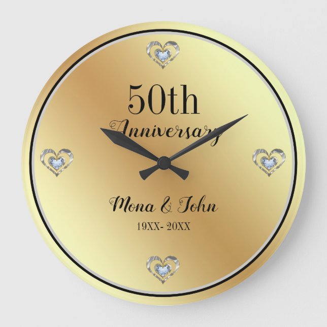 Relógio Grande Corações de Diamantes (Frente)