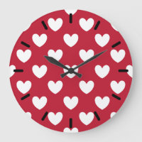 Corações de polca branca e vermelha