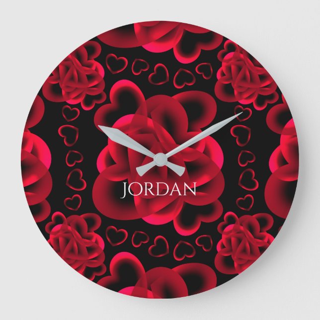 Relógio Grande Corações Inteiro Padrão (Frente)