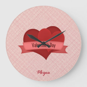 Relógio Grande Corações vermelhos monogramas