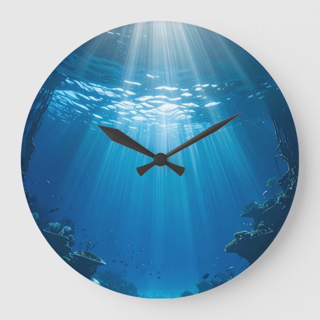 Relógio Grande Coral Sunlit Reef Underwater Wall Clock (Frente)