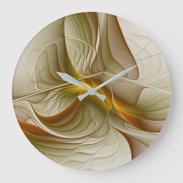 Relógio Grande Cores de Metais Preciosos, Arte Abstrata Fractal (Frente)