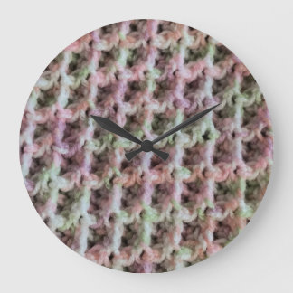 Relógio Grande Cores do bebê Waffle Stitch Design Wall Clock