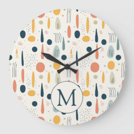 Relógio Grande Cores Pastel Boho Abstrato Minimal Personalizado