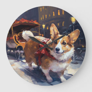 Relógio Grande Corgi Christmas Fesason Season