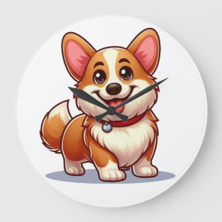 Relógio Grande Corgi de Desenho Animado