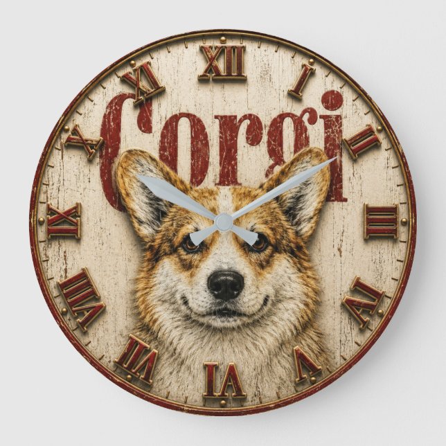Relógio Grande Corgi Dog (Frente)