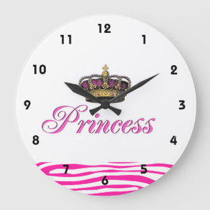 Relógio Grande Coroa da princesa no rosa quente