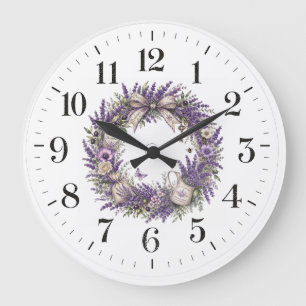 Relógio Grande coroa de lavanda vintage da provença