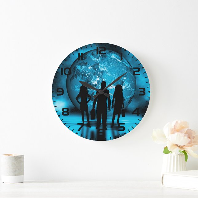 Relógio Grande Corporate Team Silhouette Futuristic Business (Criador carregado)