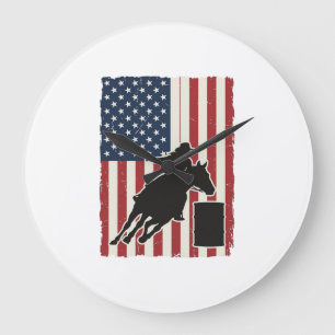 Relógio Grande Corrida de Barril Bandeira Americana Design Vetori