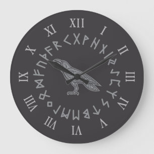 Relógio Grande Corvo de Odin Mitologia Viking runas rúnico