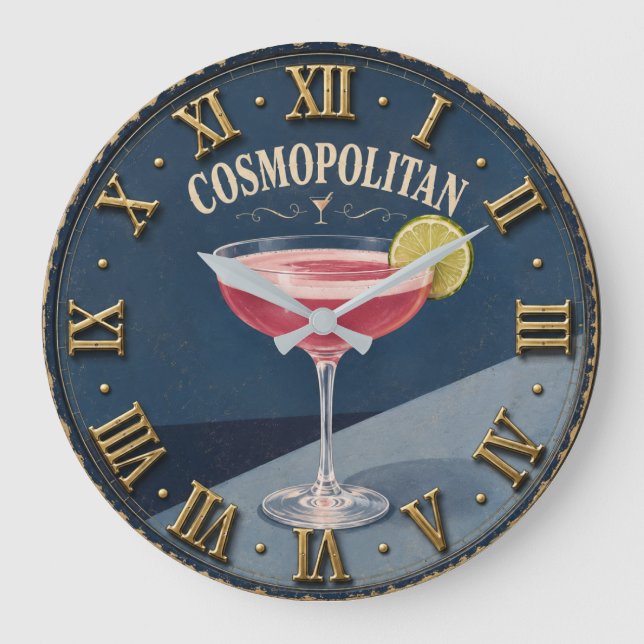 Relógio Grande Cosmopolitan Cocktail Home Bar Decor (Frente)