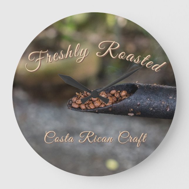 Relógio Grande Costa Rican Coffee Freshly Roasted, Artisan Craft (Frente)