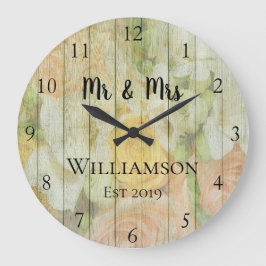 Relógio Grande Costume de madeira floral antigo personalizado