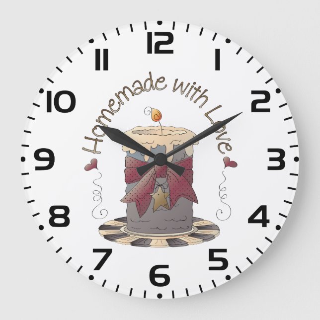 Relógio Grande Country Candle Rustic Homemade with Love (Frente)
