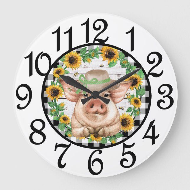 Relógio Grande Country Pig Acrylic Wall Clock (Frente)