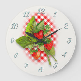 Relógio Grande Country Red Gingham e Morangos