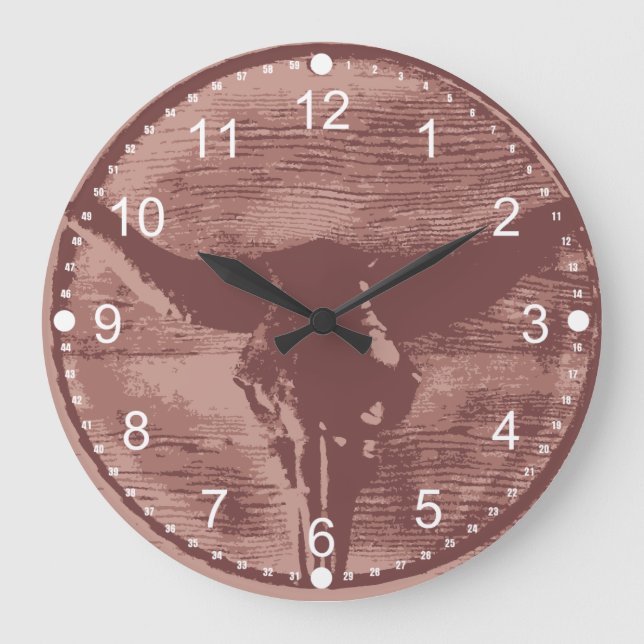 Relógio Grande Country Western Longhorns Bull Caveira Gifts (Frente)