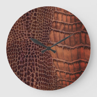 Relógio Grande Couro Clássico De Répteis De Alligador De Mahogany