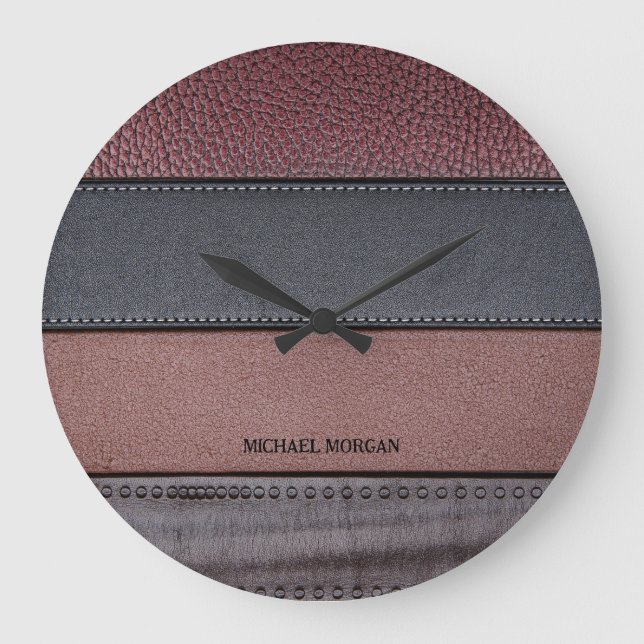 Relógio Grande Couro de luxo elegante parece castanho preto (Frente)