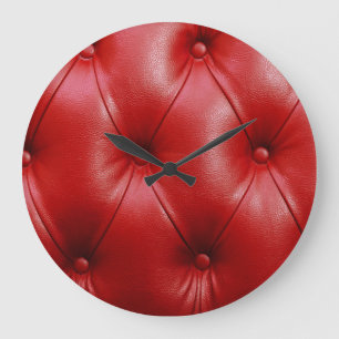 Relógio Grande Couro Vermelho: Elegância do Padrão de Upholsteria