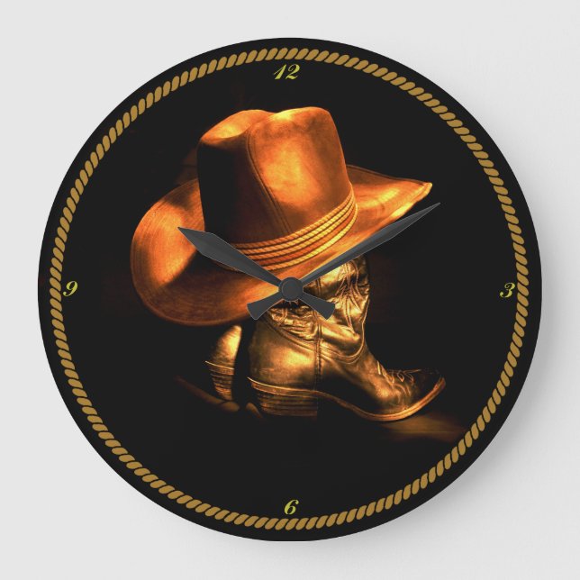 RELÓGIO GRANDE COWBOY HAT E BOOTS (Frente)