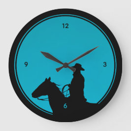 Relógio Grande Cowboy Silhouette on Turquoise