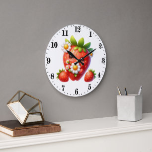 Relógio Grande Cozinha de amantes de morango fofa
