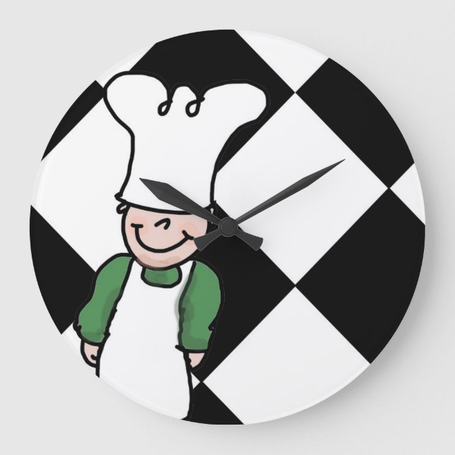 Relógio Grande Cozinha de Cartoon de Pequeno Chef (Frente)