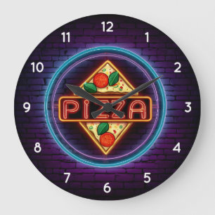 Relógio Grande Cozinha de Pizzaria italiana ou restaurante redond
