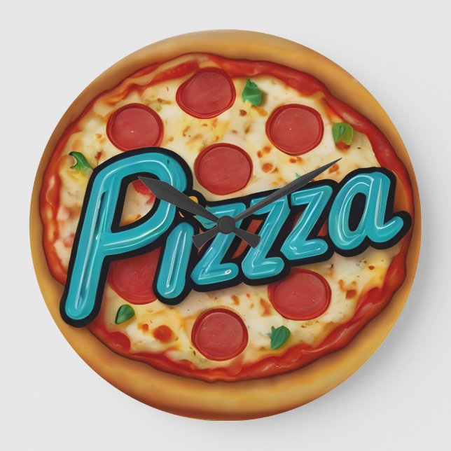 Relógio Grande Cozinha de Pizzaria italiana ou restaurante redond (Frente)