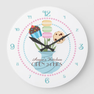 Relógio Grande cozinha personalizada do buquê de cupcake de cozin