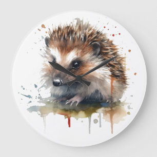 Relógio Grande Cozy Critter: Porco em Aquarela