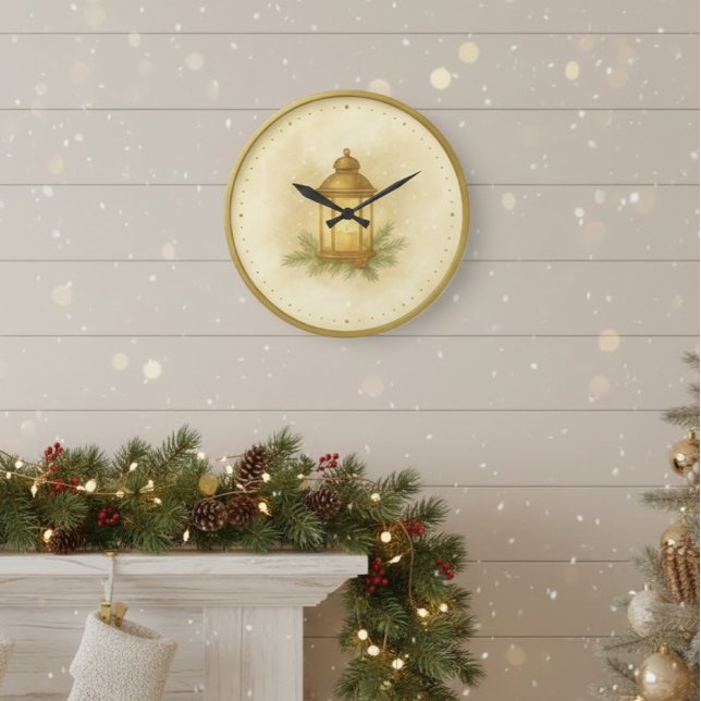 Relógio Grande Cozy Lantern Winter Wall Clock – MerryMist Warm Gl (Criador carregado)