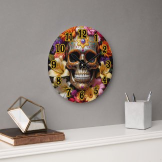 Relógio Grande Craniano de Açúcar Ornamentado