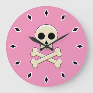 Relógio Grande Crânio com Ossos